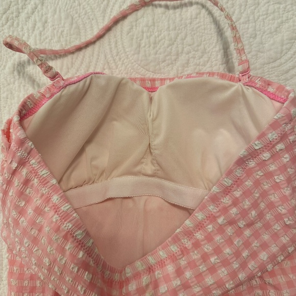 J. Crew Pink & White Smocked Gingham Swimsuit – Size 4 - Picture 6 of 7